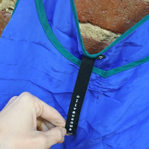 Olivaceous Flowy 100% silk royal blue Tank - Picture 2 of 4
